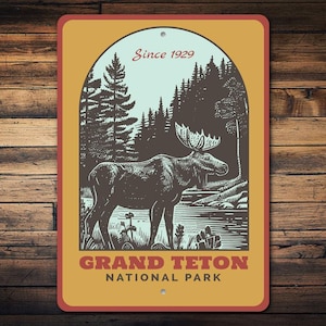 Grand Teton Schild, Teton National Park Schild, Grand Teton National Park Dekor, Grand Teton Geschenk, Wildlife Decor - Qualität Metallschild