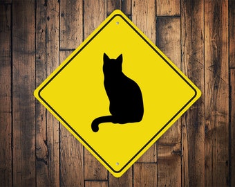 Cat Crossing Sign, Cat Crossing, Cat Crossing Diamond Sign, Cat Decor, Sign For Cat Lover, Cat Gift, Cat Sign, Cat - Quality Metal Sign