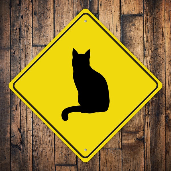 Cat Crossing Sign, Cat Crossing, Cat Crossing Diamond Sign, Cat Decor, Sign For Cat Lover, Cat Gift, Cat Sign, Cat - Quality Metal Sign