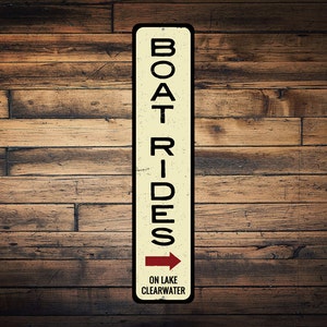 Boat Rides Sign, Personalized Vertical Lake Name Sign, Custom Arrow Lake House Sign, Metal Lake House Decor, Boat Decor - Quality Aluminum