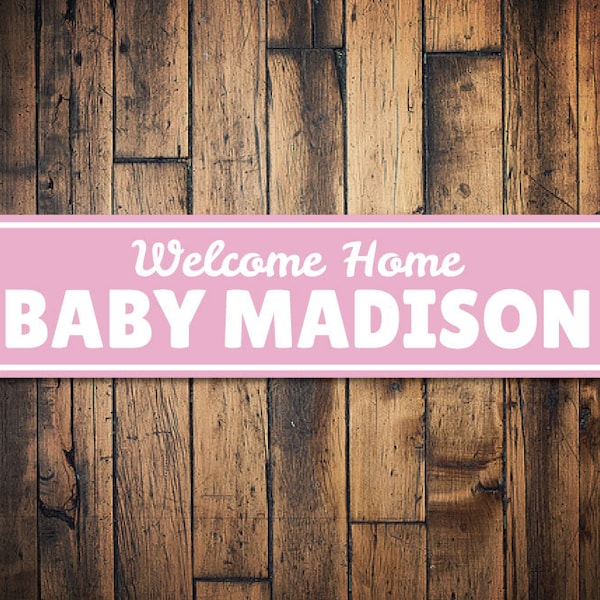 Bienvenido a casa letrero de bebé, decoración personalizada del nombre del recién nacido, regalo personalizado de la habitación del bebé de metal, letrero de la habitación de la guardería del bebé, letrero del bebé - aluminio de calidad