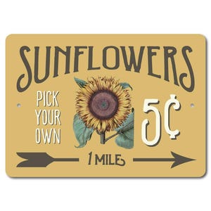 Letrero de girasoles, regalo para amantes de los girasoles, letrero de campo de flores, decoración de campo de flores, decoración de girasoles, regalo de girasoles, letreros de girasoles de metal de calidad imagen 3