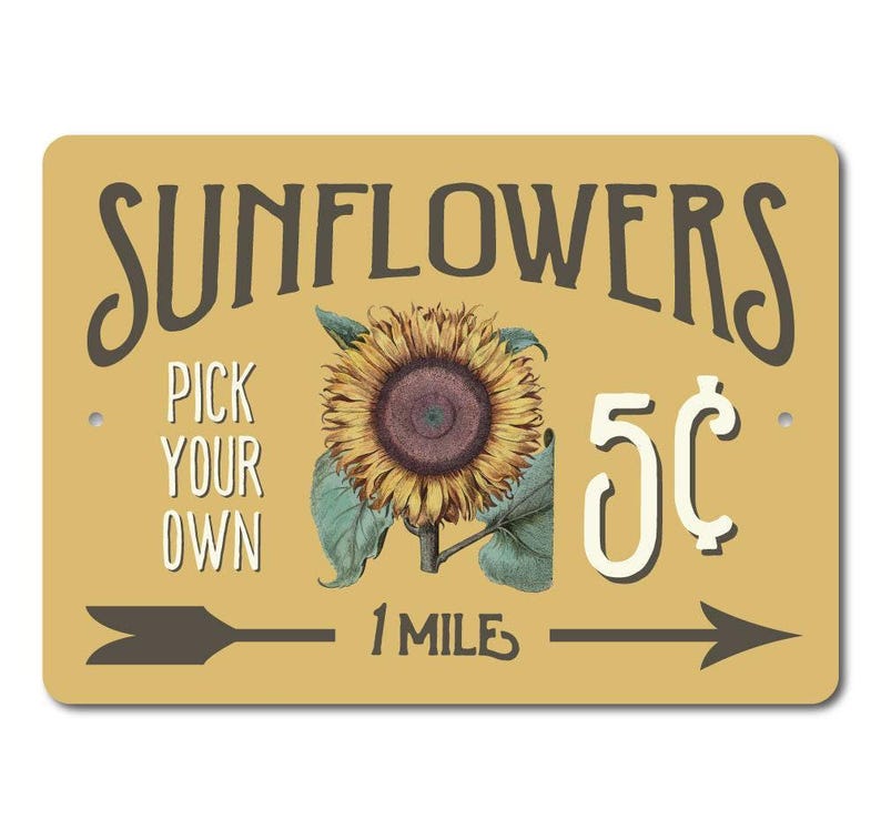 Letrero de girasoles, regalo para amantes de los girasoles, letrero de campo de flores, decoración de campo de flores, decoración de girasoles, regalo de girasoles, letreros de girasoles de metal de calidad imagen 3