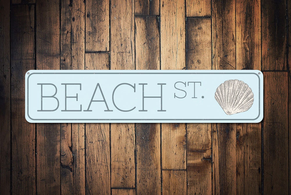 Seashell Shop Sign Seashell Beach St Sign, Custom Beach Lover Street Sign, Metal Beach ...