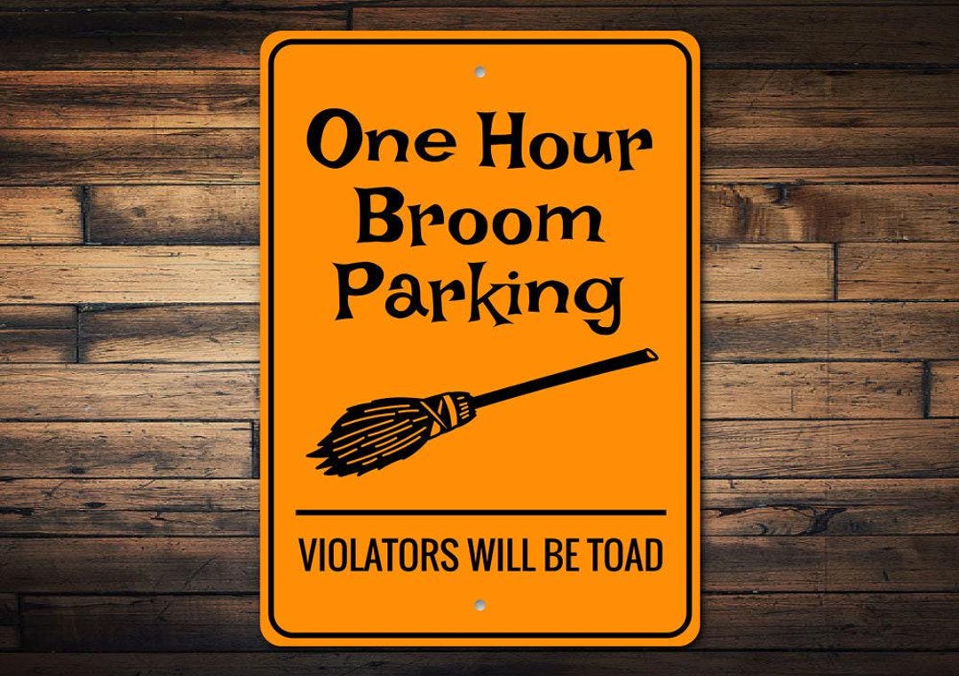 Broom Parking Sign, Broom Owner Decor, Witch Parking, Halloween Sign ...