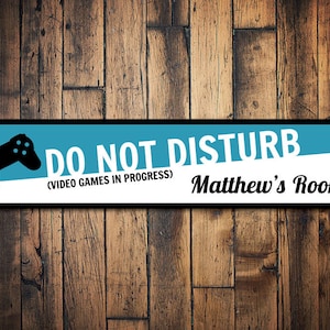 Video Game Sign, Personalized Kid's Room Sign, Do Not Disturb Sign, Metal Gamer Sign, Custom Kid Bedroom Decor - Quality Aluminum Decoration