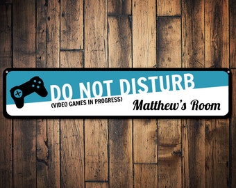 Video Game Sign, Personalized Kid's Room Sign, Do Not Disturb Sign, Metal Gamer Sign, Custom Kid Bedroom Decor - Quality Aluminum Decoration