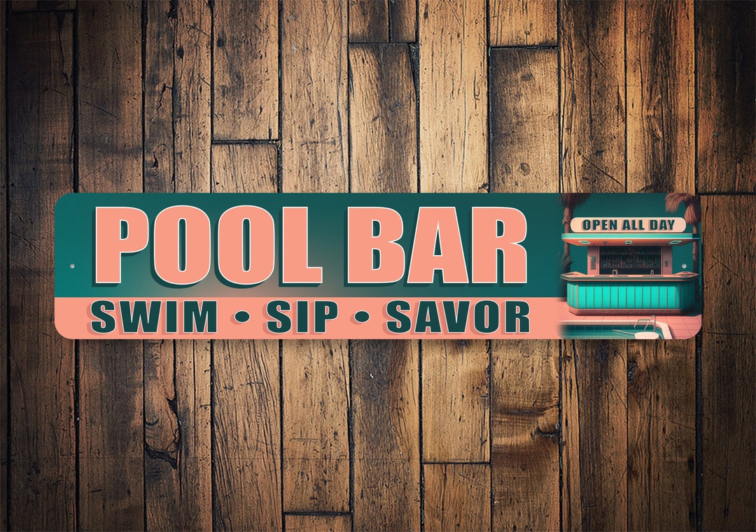 Pool Bar Sign, Retro Pool Bar Sign, Custom Pool Gift, Pool Bar Open