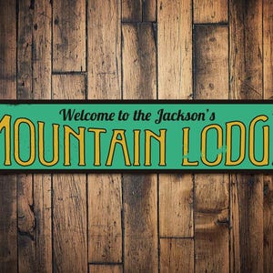 Mountain Lodge Sign, Personalized Welcome Ski Lodge Sign, Custom Family Name Sign, Metal Ski Lodge Decor - Quality Aluminum Ski Decorations