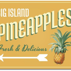 Pineapples Sign, Island Fruit Sign, Pineapple Decor, Pineapple Sign, Fruit Arrow Sign, Fresh Fruit Kitchen Decor, Quality Metal Fruit Signs image 2