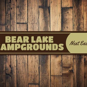 Lake Campgrounds Sign, Custom Lake Name Sign, Personalized Next Exit Camping Sign, Metal Lake House Decor - Quality Aluminum Lake Decoration