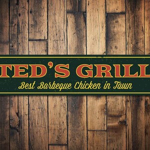 Grill Sign, Personalized Best Barbeque Chicken In Town Sign, Custom Grill Master Name Sign, BBQ Kitchen Decor - Quality Aluminum Grill Decor