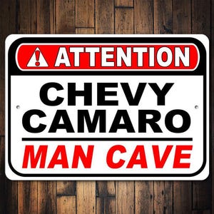 Chevy Camaro Man Cave Sign, Camaro Garage Sign, Chevy Attention Sign, Camaro Lover Gift, Camaro Wall Decor - Quality Metal Sign