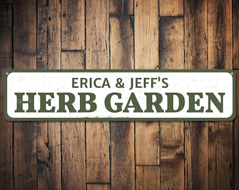 Plaque de jardin d'herbes aromatiques, nom de jardinier personnalisé, plaque familiale personnalisée de jardin, décoration de terrasse en métal, cadeau jardin, jardins - aluminium de qualité