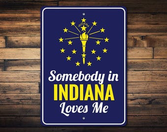 Tabliczka „Miłośnicy Indiany”, Tabliczka „Indiana”, Tabliczka „Midwest”, Wystrój domu w Hoosier, Dom w Indianie, Wystrój miasta Indianapolis, Tabliczka na dom, Wysokiej jakości metalowa tabliczka