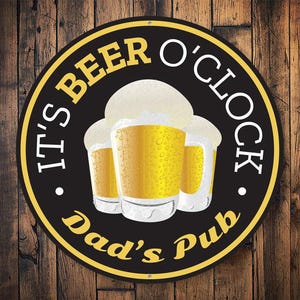 Its Beer O Clock, Beer Lovers, Bar Decor, Sign For Drinker, Beer Sign, Dads Bar, Pub Sign Decor, Beer Time Sign, Beer Lovers - Metal Sign