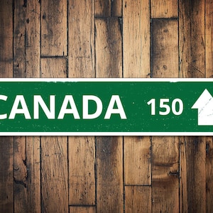 Location Directional Arrow Sign, Personalized Mileage Destination Sign, Canada Sign, Custom Distance Mile Sign - Quality Aluminum Canadian