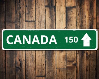 Location Directional Arrow Sign, Personalized Mileage Destination Sign, Canada Sign, Custom Distance Mile Sign - Quality Aluminum Canadian