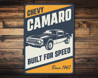 Chevy Camaro Sign, Retro Camaro Sign, Vintage Camaro Gift, Camaro Owner, Camaro Garage Sign, Metal Camaro Sign, Dads Camaro - Metal Sign