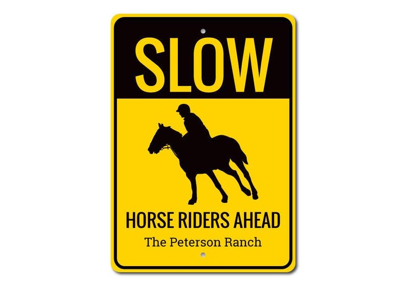 Caution Slow Sign, Horse Rider Sign, Slow Horse Sign, Custom Ranch Gift, Custom Ranch Sign, Horse Lover Gift, Quality Metal Horse Decoration image 3