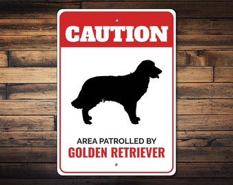 Golden Retriever Dog Sign, Caution Dog Sign, Retriever Lover, Dog Breed Signs, Retriever Gift, Gate Dog Sign - Dog Metal Sign