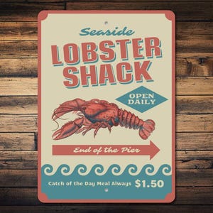 Lobster Shack Decor, Lobster Shack Sign, Lobster Lover Gift, Lobster Decor, Lobster Sign, Seafood Sign, Meal Sign, Quality Metal Lobsters