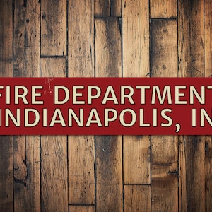 Fire Department City State Sign, Personalized Location Firehouse Fire Station Firefighter Man Cave Metal Decor - Quality Aluminum Sign Decor
