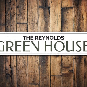 Green House Sign, Personalized Family Name Sign, Custom Garden Sign, Metal Patio Decor, Flower Garden Decor - Quality Aluminum Green Houses