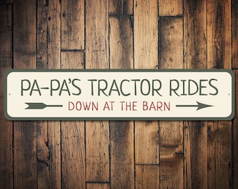 Tractor Rides Sign, Papa Gift, Papa Sign, Tractor Ride Sign, Barn Tractor Decor, Custom Barn Party Sign, Hayrack Sign, Quality Aluminum