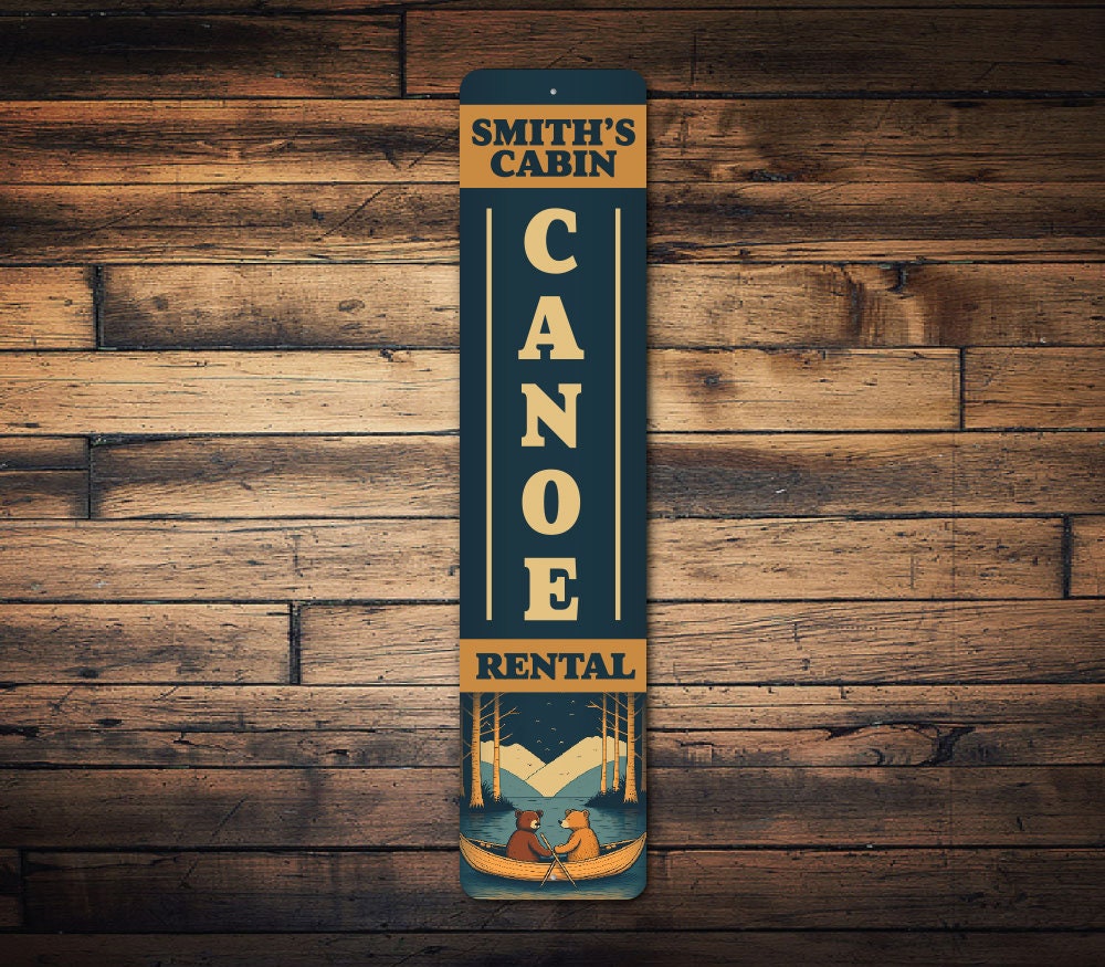 Cabin Canoe Rental Sign, Canoe Rentals, Custom Canoe Sign, Decor For Canoes, Cute Bear Canoe Gift, Canoeing Gift, Canoer Decor, Canoe Signs