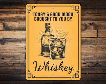 Enseigne de bar à whisky - enseigne à boire drôle - bonne humeur apportée par whisky - art mural bar à la maison - décoration vintage de salon de whisky