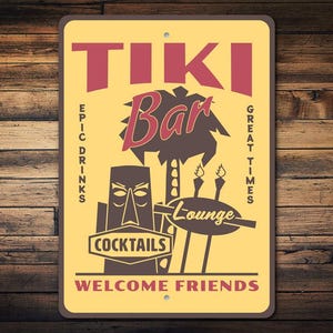 Tiki Bar Sign, Hawaiian Bar Decor, Tiki Lounge Sign, Summer Tropical Sign, Beach Bar Sign, Beach Bar Decor - Quality Metal Sign