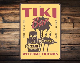 Tiki Bar Sign, Hawaiian Bar Decor, Tiki Lounge Sign, Summer Tropical Sign, Beach Bar Sign, Beach Bar Decor - Quality Metal Sign