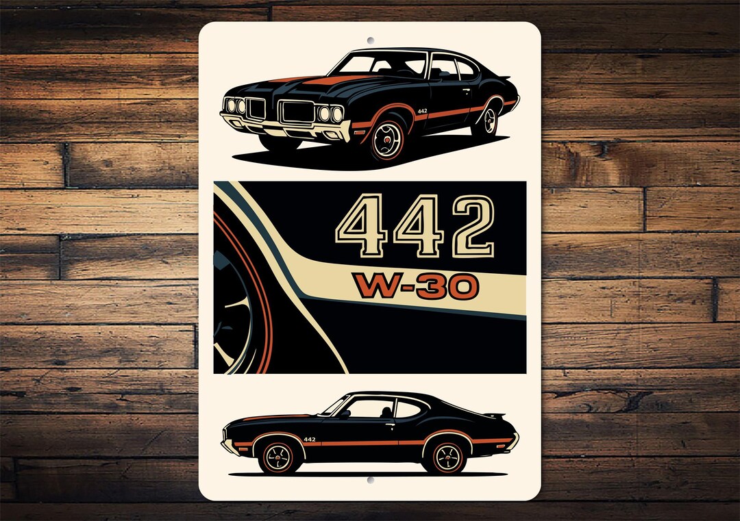 442 W-30 Car Sign, Oldsmobile Wall Sign, Muscle Car Decor, Vintage Car ...