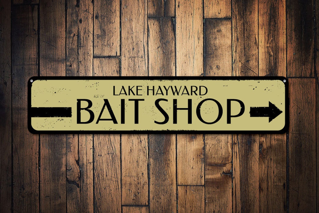 Bait Shop Sign Personalized Directional Arrow Sign Lake Name Etsy