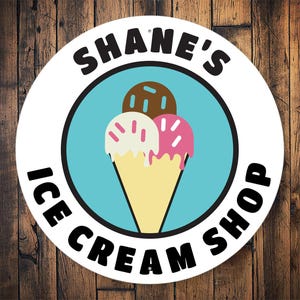 Custom Ice Cream Sign, Custom Ice Cream Shop, Ice Cream Shop, Frozen Treats, Ice Cream Shop Owner, Ice Cream Shop Gifts - Metal Round Sign