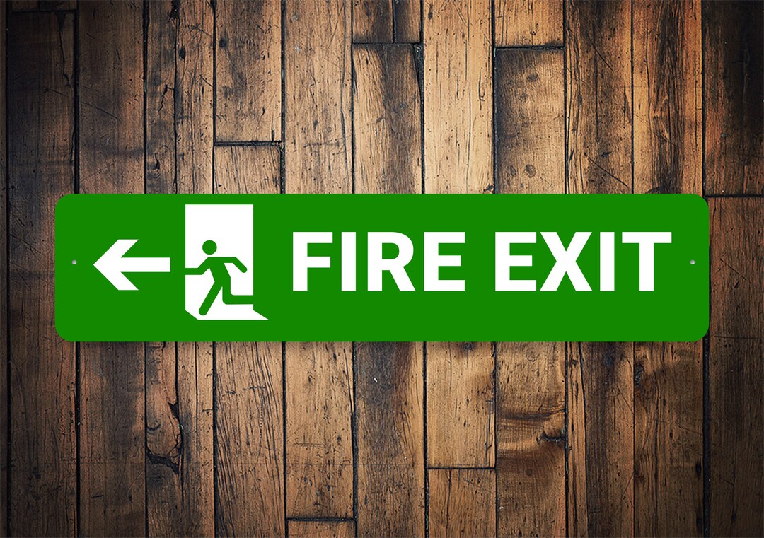 Fire Exit Sign Fire Exit Door Sign Escape Warning Sign Sign Etsy
