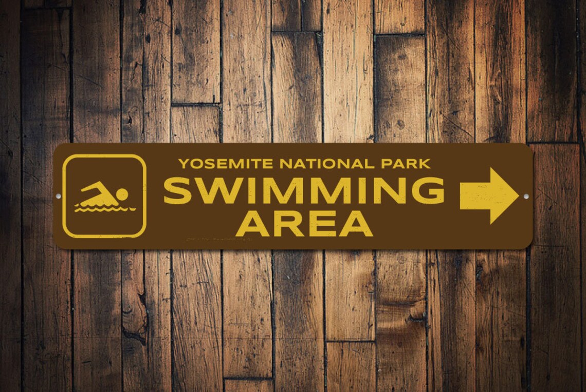 Swimming Area Sign Custom Swimmer Arrow Swim National Park Etsy