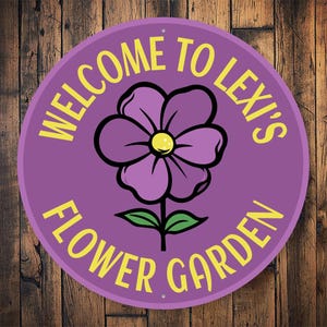 Enseigne de jardin fleuri, enseigne florale en métal, décoration de jardin fleuri, enseigne de jardin personnalisée, enseigne circulaire de jardin, cadeau pour amateur de fleurs - enseignes jardin