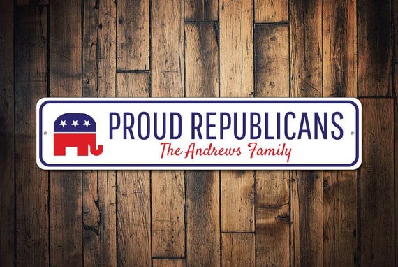 Republican Family Sign, Politics Sign, Democrat Gift, Political Humor Sign, Donkey Party Sign, Elephant Decor, Republican - Quality Aluminum