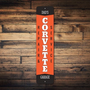 Dads Corvette Service, Corvette Repair Shop, Chevrolet Shop, Chevy Lovers, Corvette Lovers, Dads Gift, Vette Gift Decor - Quality Aluminum