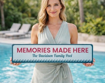Recuerdos de piscina, Letrero personalizado para piscina, Letrero familiar para piscina, Decoración de pared para piscina, Letrero metálico personalizado para patio, Decoración para patio - Aluminio de calidad