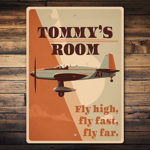 Custom Room Name Sign, Aviation Decor, Vintage Airplane Lover Gift, Boys Room Decor, Aviation Quote, Personalized Gifts, Retro Metal Sign