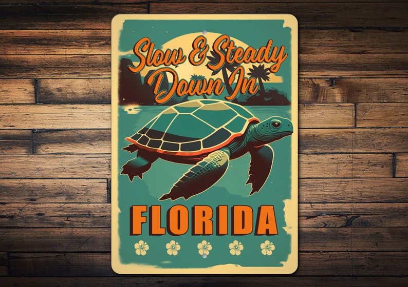 Slow Child Turtle Sign Relaxed Turtle Sign, Retro Turtle Sign, Beach House Gift, Retro Beach ...