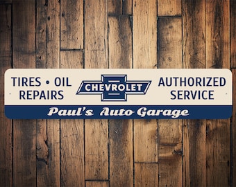 Authorized Chevrolet Service, Chevrolet Service, Chevrolet Garage, Tire Repair, Custom Metal Garage Decor, Gift For Chevy Dad, Chevy Owner