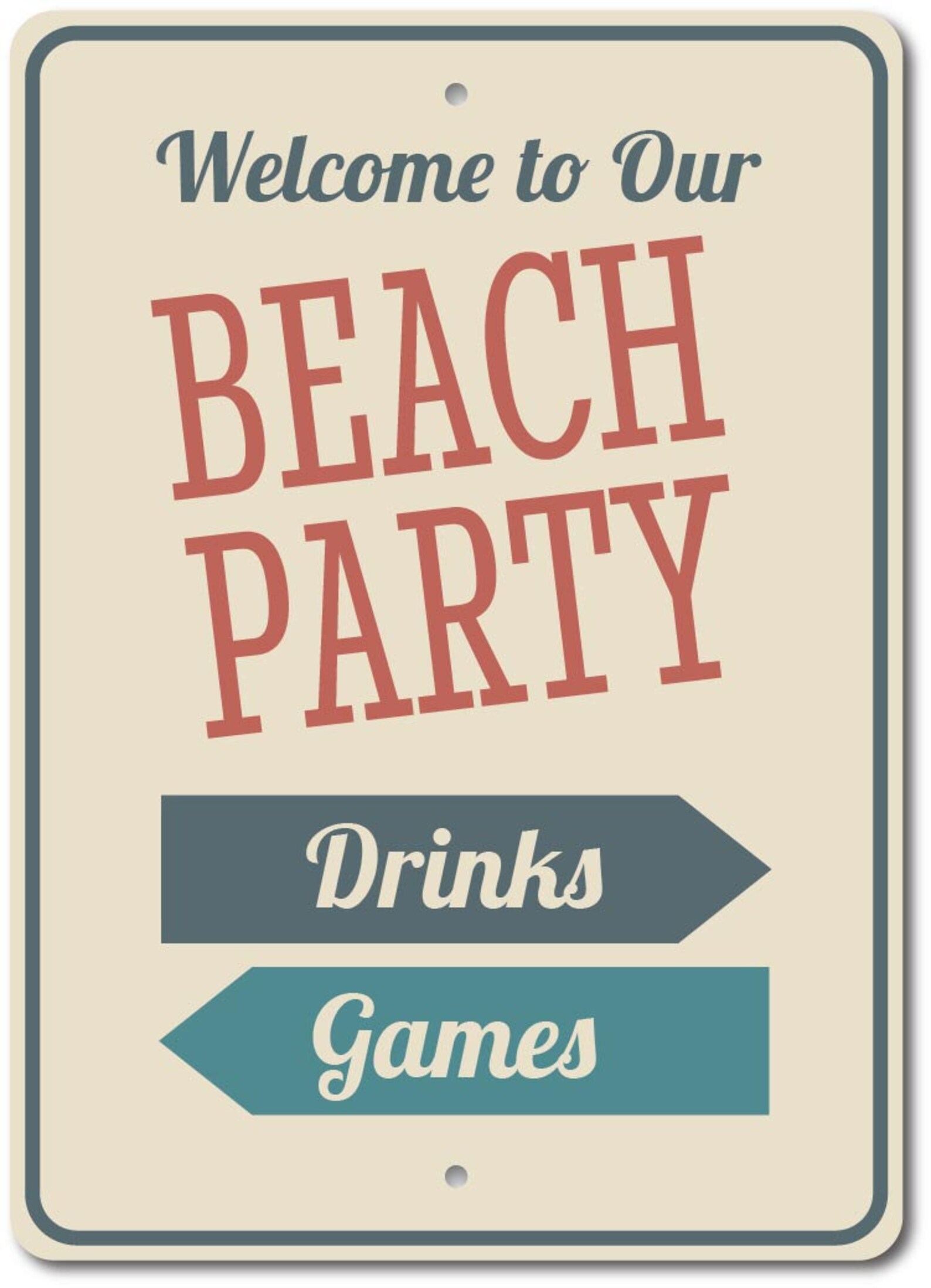 Beach Party Decor Beach Party Sign Beach Arrow Sign Etsy