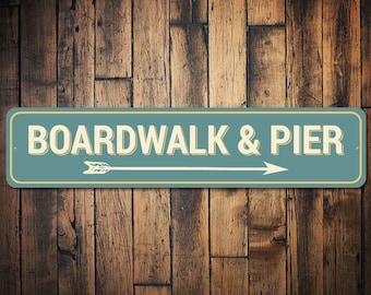 Boardwalk & Pier Zeichen, Pier Dekor, Boardwalk Zeichen, Boardwalk Dekor, Pier Pfeil Zeichen, Metall Strand Haus Dekor, Qualität Aluminium Pier Dekore