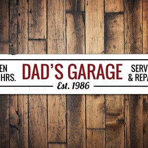 Dads Car Garage Sign, Custom Dad Signs, Sign For Car Owners, Metal Garage Sign Decor, Decor For Garage, Garage, Dads Garage Decor, Car Sign