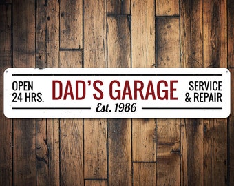 Dads Car Garage Sign, Custom Dad Signs, Sign For Car Owners, Metal Garage Sign Decor, Decor For Garage, Garage, Dads Garage Decor, Car Sign