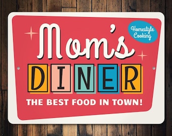 Letrero para restaurante de mamá, decoración de restaurante, letrero bonito para restaurante, cocina de mamá, decoración de cocina, cocina personalizada, restaurante personalizado, letrero de metal, letrero de metal de calidad